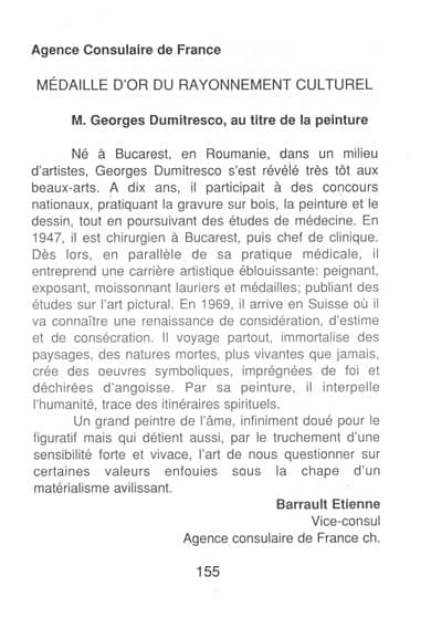 Barrault Etienne, France Vice-consul in Switzerland
about Georges Dumitresco