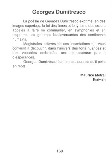Maurice Métral, Swiss writer
about Georges Dumitresco poetry
