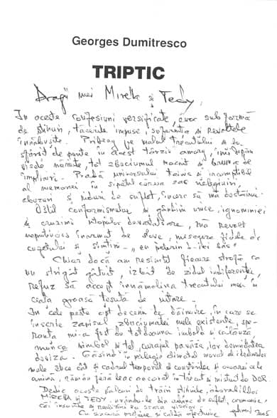 Georges Dumitresco
hand written note for Mirela and Tedy
view PDF